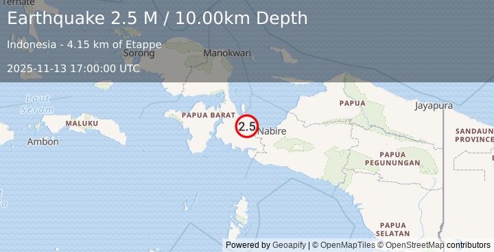 Earthquake West Papua Region, Indonesia (2.5 M) (2025-11-13 16:59:54 UTC)