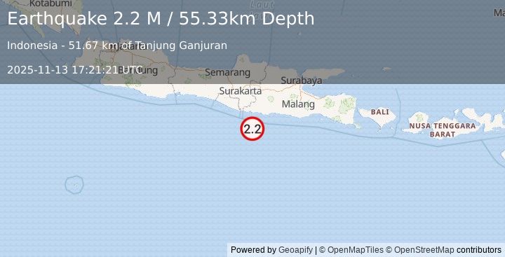 Earthquake Java, Indonesia (2.5 M) (2025-11-13 17:21:19 UTC)