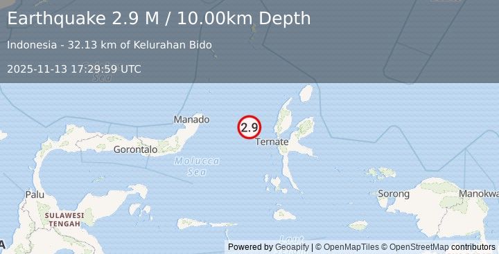 Earthquake Northern Molucca Sea (4.2 M) (2025-11-13 17:29:56 UTC)