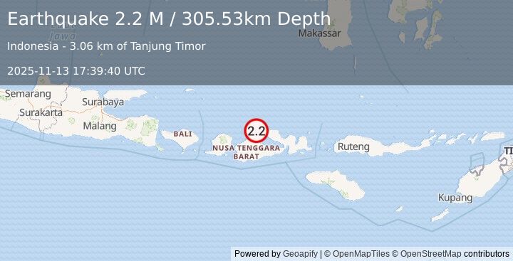 Earthquake Sumbawa Region, Indonesia (2.2 M) (2025-11-13 17:39:40 UTC)