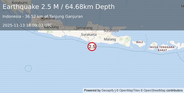 Earthquake Sulawesi, Indonesia (2.1 M) (2025-11-13 18:09:45 UTC)