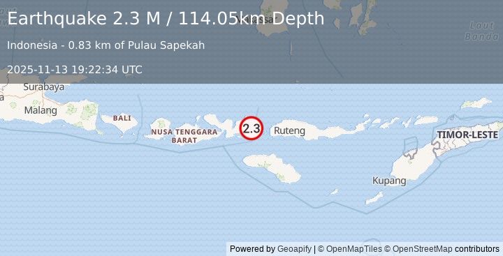 Earthquake Flores Region, Indonesia (2.3 M) (2025-11-13 19:22:34 UTC)