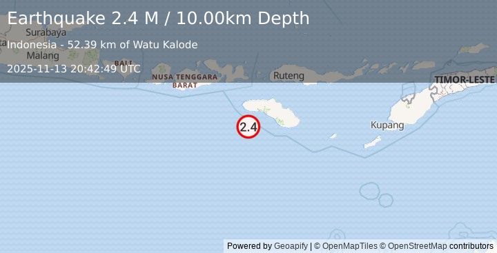 Earthquake Sumba Region, Indonesia (2.4 M) (2025-11-13 20:42:49 UTC)