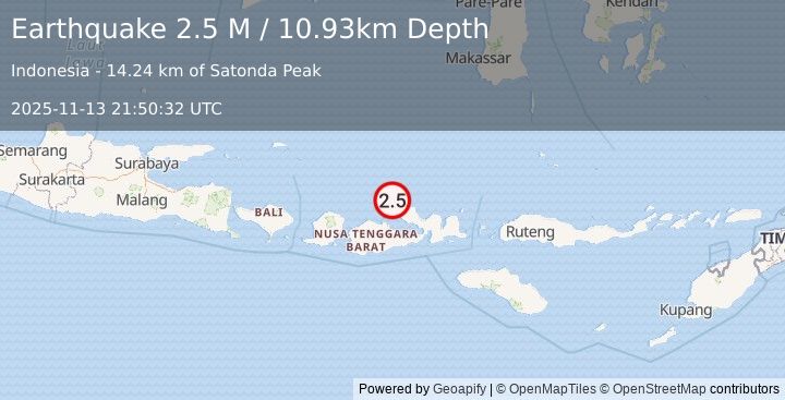 Earthquake Bali Sea (2.5 M) (2025-11-13 21:50:32 UTC)