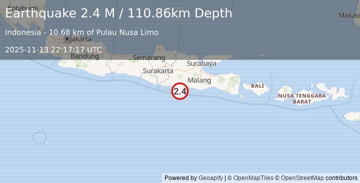 Earthquake Java, Indonesia (2.4 M) (2025-11-13 22:17:17 UTC)