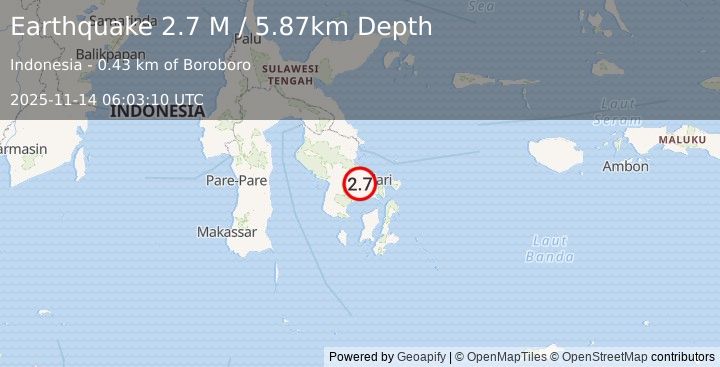 Earthquake Sulawesi, Indonesia (2.7 M) (2025-11-14 06:03:10 UTC)