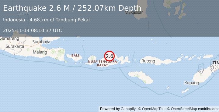 Earthquake Sumbawa Region, Indonesia (2.6 M) (2025-11-14 08:10:37 UTC)