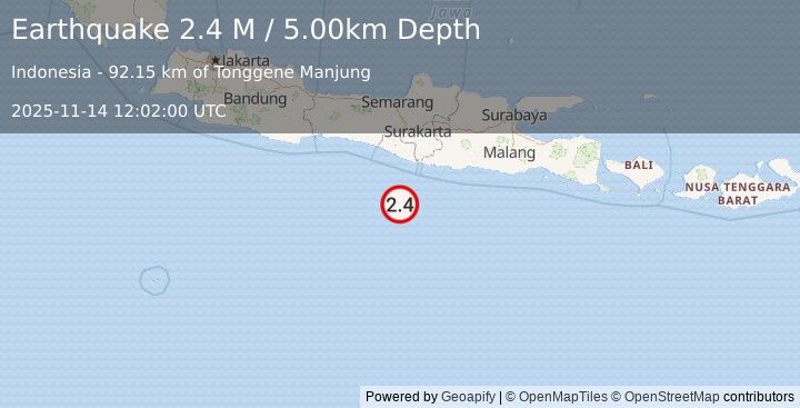 Earthquake Java, Indonesia (2.4 M) (2025-11-14 12:02:05 UTC)