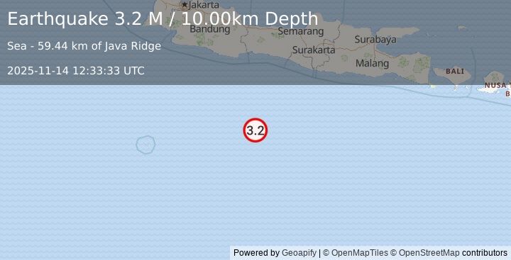 Earthquake South of Java, Indonesia (3.3 M) (2025-11-14 12:33:34 UTC)