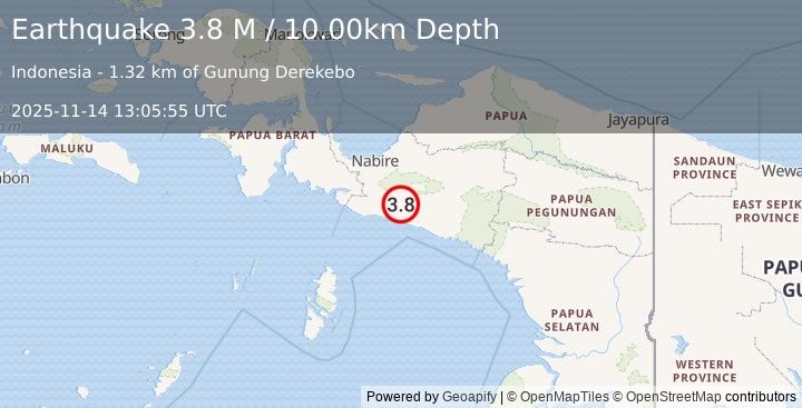 Earthquake West Papua Region, Indonesia (3.8 M) (2025-11-14 13:05:55 UTC)