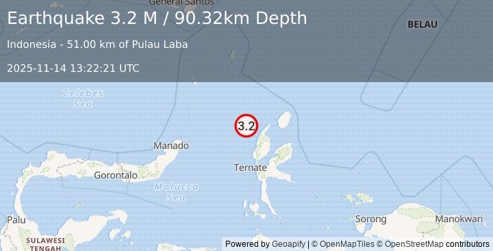 Earthquake Northern Molucca Sea (3.1 M) (2025-11-14 13:22:20 UTC)
