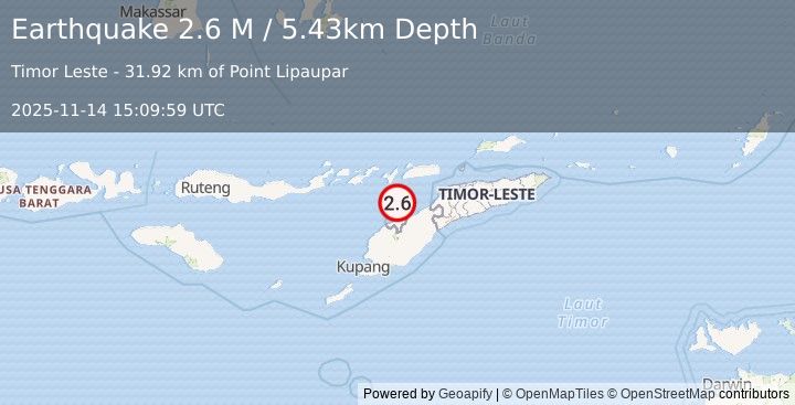 Earthquake Timor Region (3.1 M) (2025-11-14 15:09:58 UTC)