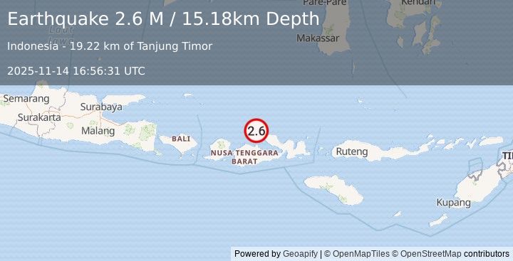Earthquake Bali Sea (2.8 M) (2025-11-14 16:56:32 UTC)