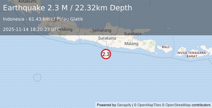 Earthquake Java, Indonesia (2.3 M) (2025-11-14 18:20:23 UTC)