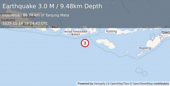 Earthquake Sumbawa Region, Indonesia (3.0 M) (2025-11-14 18:24:42 UTC)