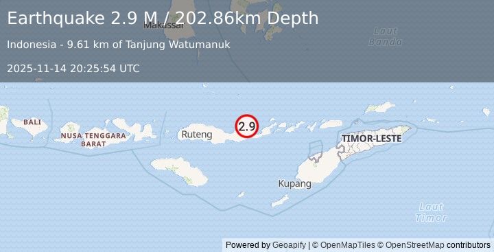 Earthquake Flores Region, Indonesia (2.9 M) (2025-11-14 20:25:54 UTC)