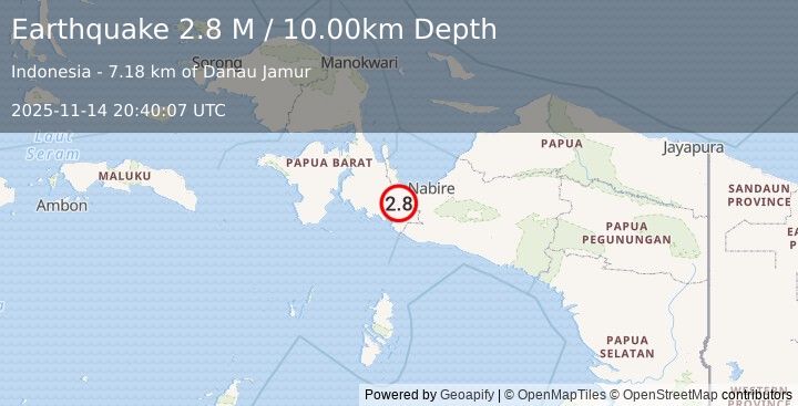 Earthquake Sulawesi, Indonesia (2.9 M) (2025-11-14 20:40:08 UTC)