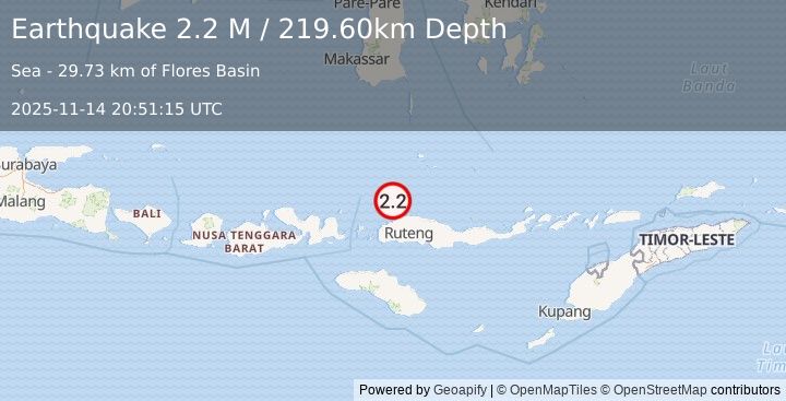 Earthquake Flores Sea (2.2 M) (2025-11-14 20:51:15 UTC)