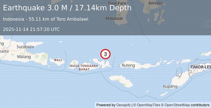 Earthquake Flores Sea (3.0 M) (2025-11-14 21:57:20 UTC)