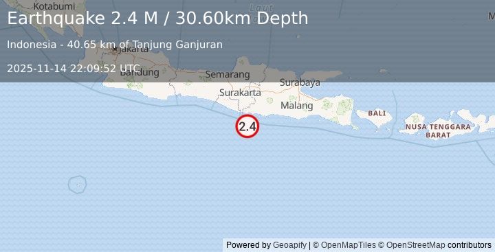 Earthquake Java, Indonesia (2.3 M) (2025-11-14 22:09:53 UTC)