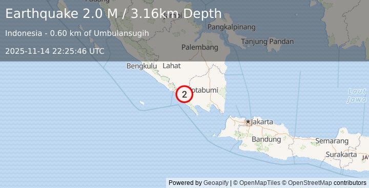 Earthquake South of Sumbawa, Indonesia (2.4 M) (2025-11-14 22:25:44 UTC)