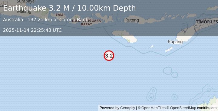 Earthquake South of Sumbawa, Indonesia (3.2 M) (2025-11-14 22:25:43 UTC)