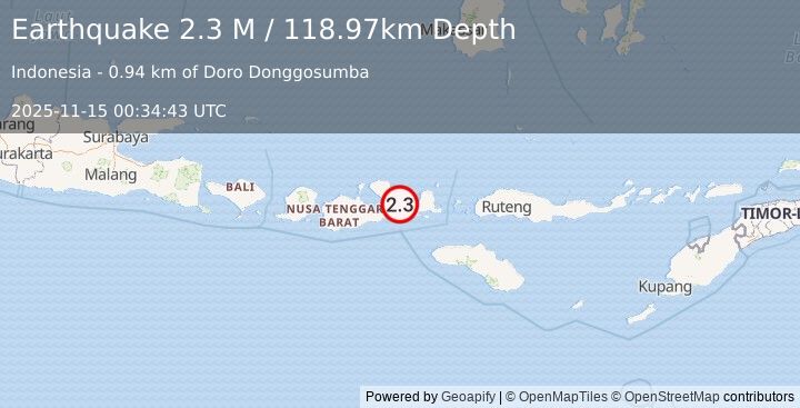 Earthquake Sumbawa Region, Indonesia (2.3 M) (2025-11-15 00:34:43 UTC)