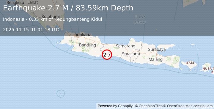 Earthquake Java, Indonesia (2.7 M) (2025-11-15 01:01:18 UTC)