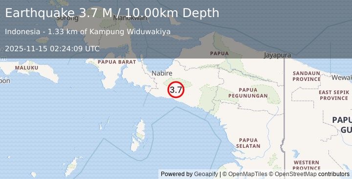 Earthquake West Papua Region, Indonesia (3.8 M) (2025-11-15 02:24:10 UTC)