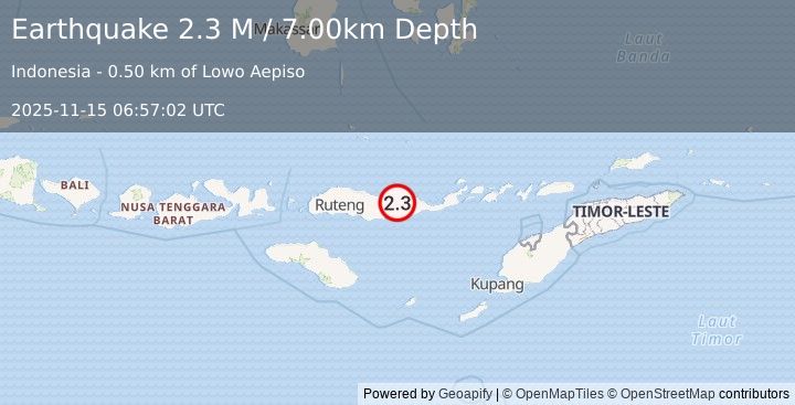Earthquake Flores Region, Indonesia (2.3 M) (2025-11-15 06:57:02 UTC)