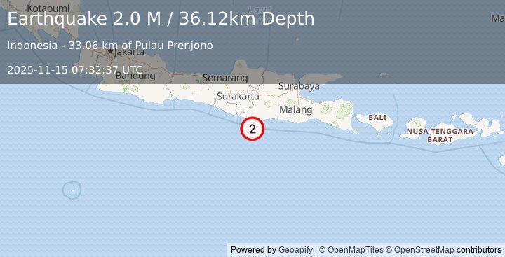 Earthquake Java, Indonesia (2.2 M) (2025-11-15 07:32:35 UTC)