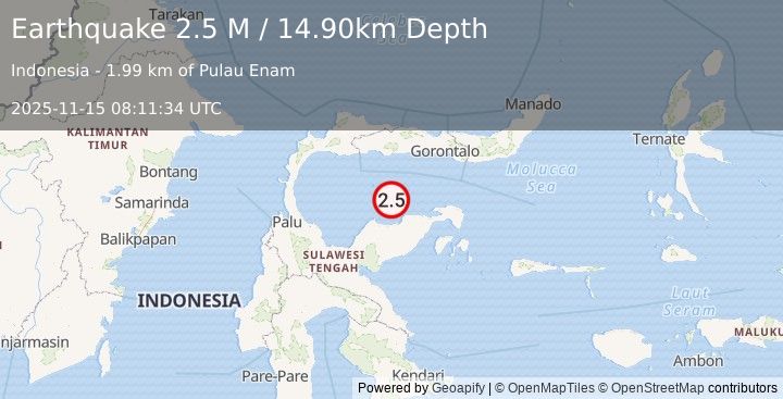 Earthquake Minahassa Peninsula, Sulawesi (2.5 M) (2025-11-15 08:11:37 UTC)