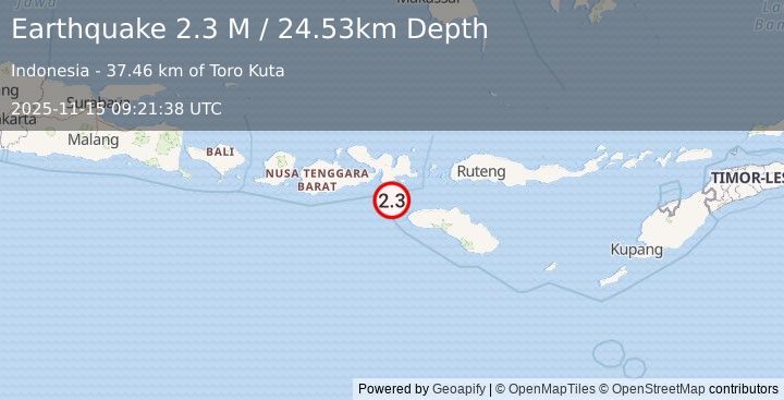 Earthquake Sumbawa Region, Indonesia (2.3 M) (2025-11-15 09:21:38 UTC)