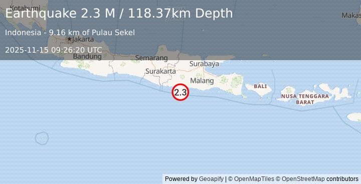 Earthquake Java, Indonesia (2.4 M) (2025-11-15 09:26:21 UTC)