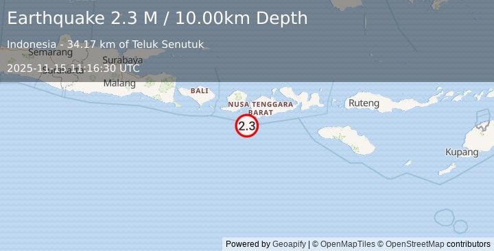 Earthquake Sumbawa Region, Indonesia (2.3 M) (2025-11-15 11:16:30 UTC)