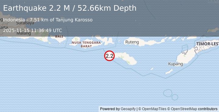 Earthquake West Papua Region, Indonesia (2.5 M) (2025-11-15 11:37:50 UTC)