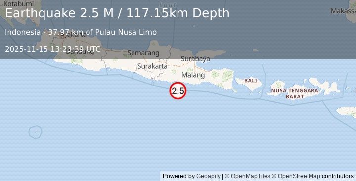 Earthquake Java, Indonesia (2.5 M) (2025-11-15 13:23:39 UTC)
