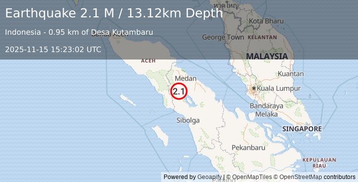 Earthquake Northern Sumatra, Indonesia (2.1 M) (2025-11-15 15:23:02 UTC)