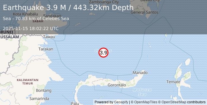 Earthquake Celebes Sea (3.5 M) (2025-11-15 18:02:12 UTC)