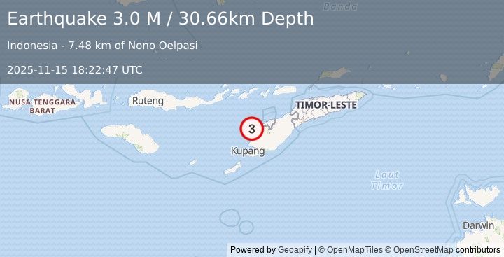 Earthquake Timor Region (3.0 M) (2025-11-15 18:22:47 UTC)