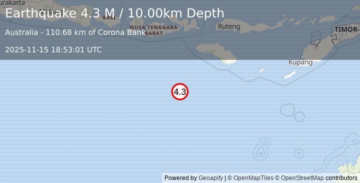 Earthquake South of Sumbawa, Indonesia (3.9 M) (2025-11-15 18:53:05 UTC)