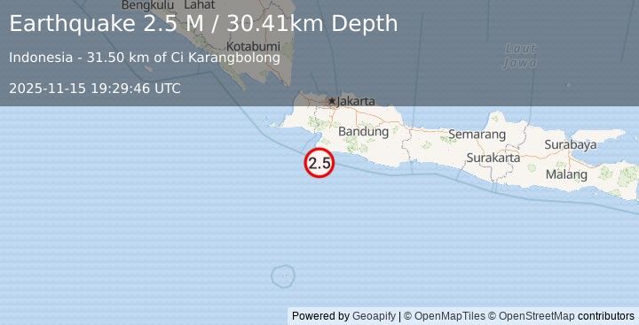 Earthquake Java, Indonesia (2.5 M) (2025-11-15 19:29:48 UTC)
