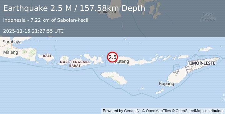 Earthquake Flores Region, Indonesia (2.5 M) (2025-11-15 21:27:55 UTC)
