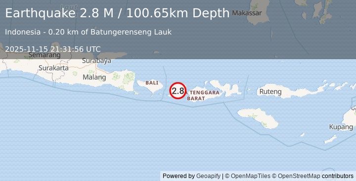 Earthquake Sumbawa Region, Indonesia (3.1 M) (2025-11-15 21:31:56 UTC)