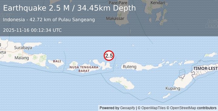 Earthquake Flores Sea (2.5 M) (2025-11-16 00:12:34 UTC)