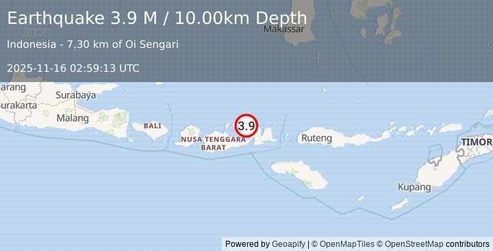 Earthquake Sumbawa Region, Indonesia (4.0 M) (2025-11-16 02:59:12 UTC)
