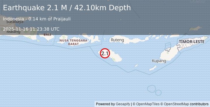 Earthquake Sumba Region, Indonesia (2.3 M) (2025-11-16 11:23:38 UTC)