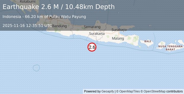 Earthquake Java, Indonesia (2.5 M) (2025-11-16 12:35:51 UTC)