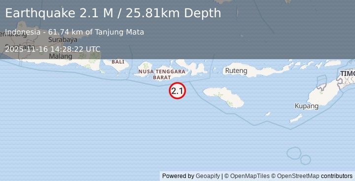 Earthquake Sumbawa Region, Indonesia (2.5 M) (2025-11-16 14:28:16 UTC)