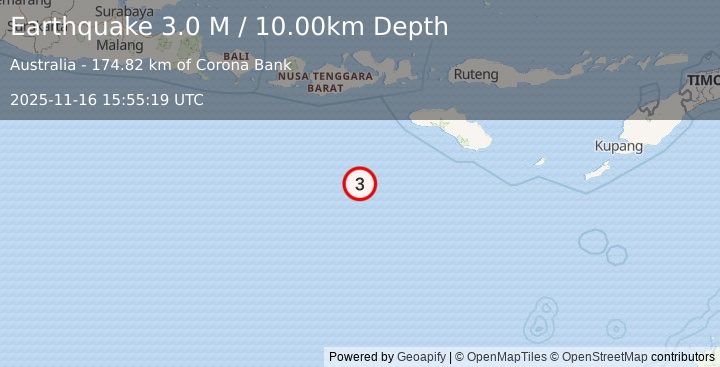 Earthquake South of Sumbawa, Indonesia (3.0 M) (2025-11-16 15:55:19 UTC)